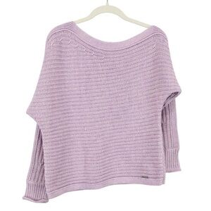 Abercrombie & Fitch Off Shoulder Lavender Ribbed Knit Sweater